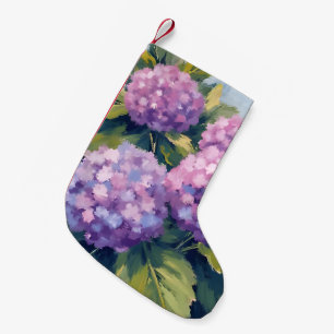 Purple Hydrangeas Floral Watercolor Small Christmas Stocking
