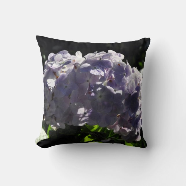 Purple Hydrangeas Flowers Throw Pillow (Front)