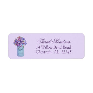 Purple Hydrangeas In Ball Mason Jar Return Address Label
