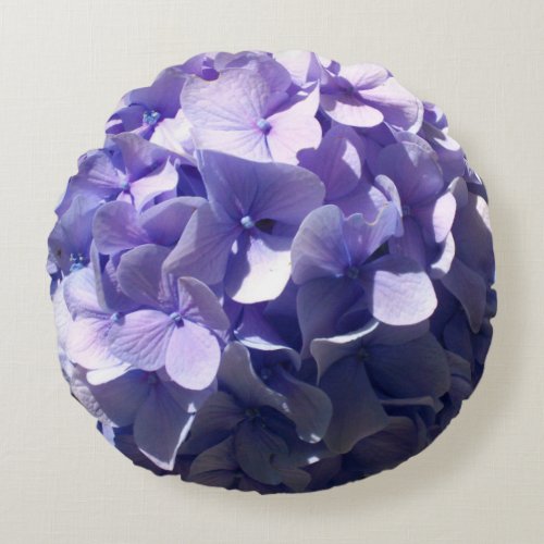 Purple Hydrangeas Round Pillow