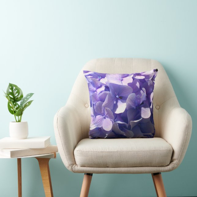 Purple hydrangeas  throw pillow (Chair)