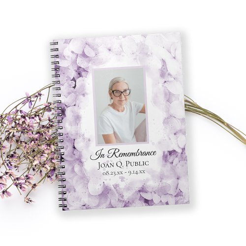 Purple Hydrangeas Watercolor Funeral Guest Book