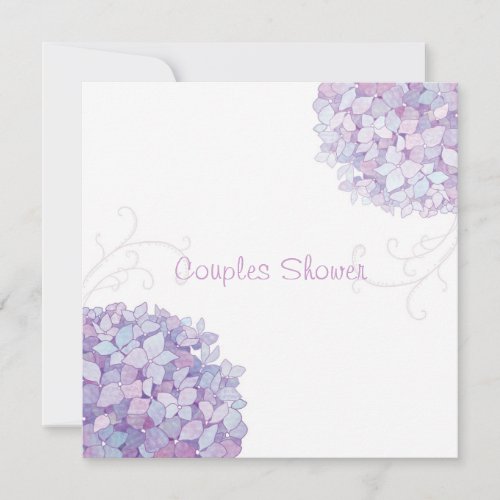 Purple Hydrangeas Wedding Couples Shower Invitation
