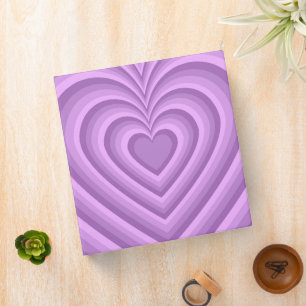 Purple Hypnotic Heart Love Pattern 3 Ring Binder