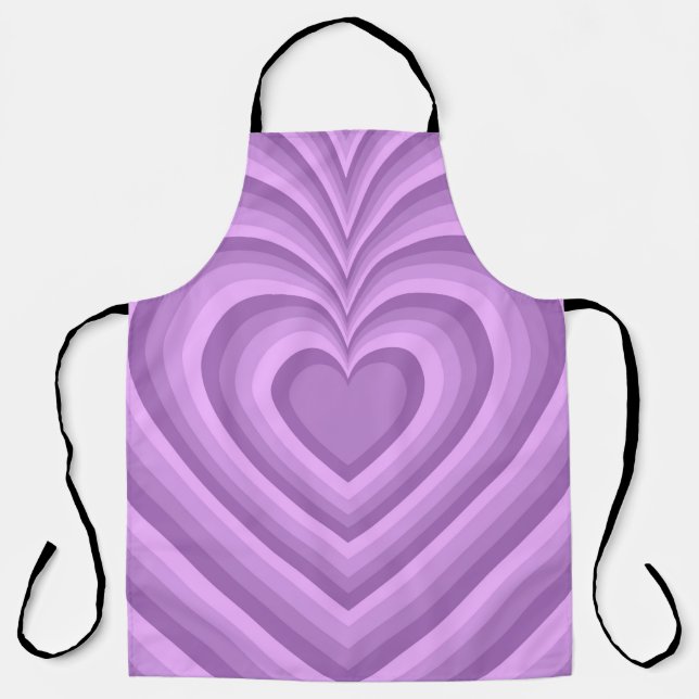 Purple Hypnotic Heart Love Pattern Apron (Front)