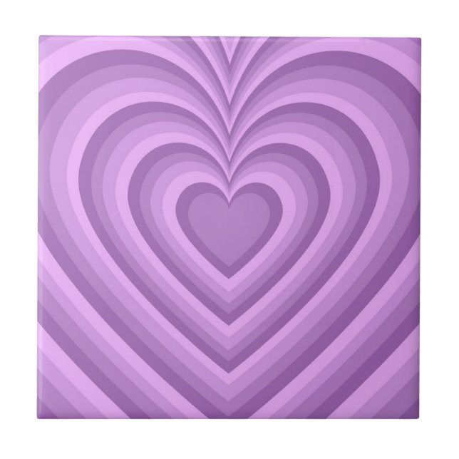 Purple Hypnotic Heart Love Pattern Ceramic Tile (Front)