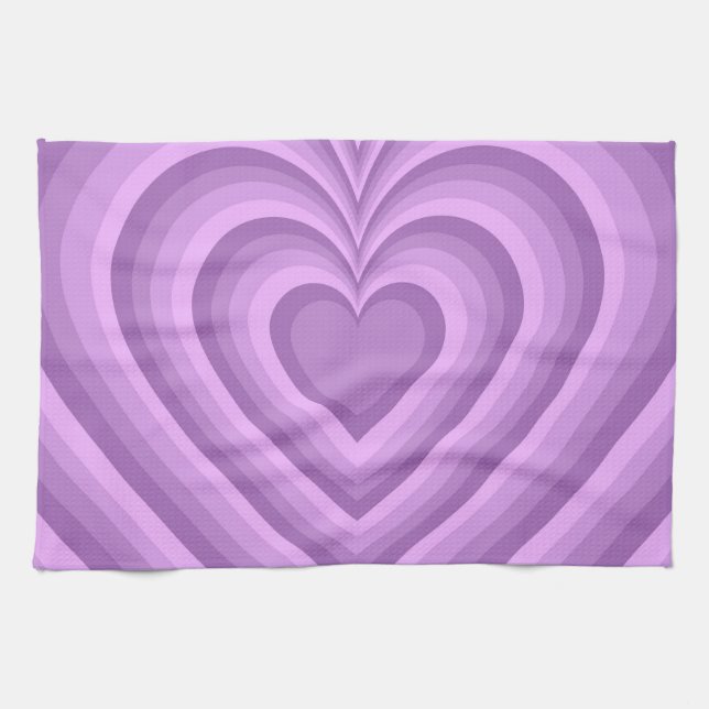 Purple Hypnotic Heart Love Pattern Kitchen Towel (Horizontal)