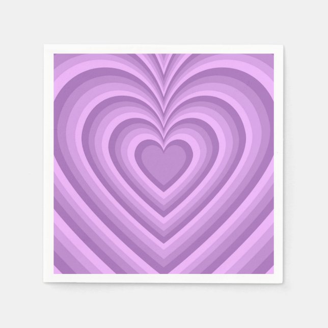 Purple Hypnotic Heart Love Pattern Napkins (Front)
