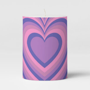 Purple Hypnotic Heart Love Pattern Pillar Candle