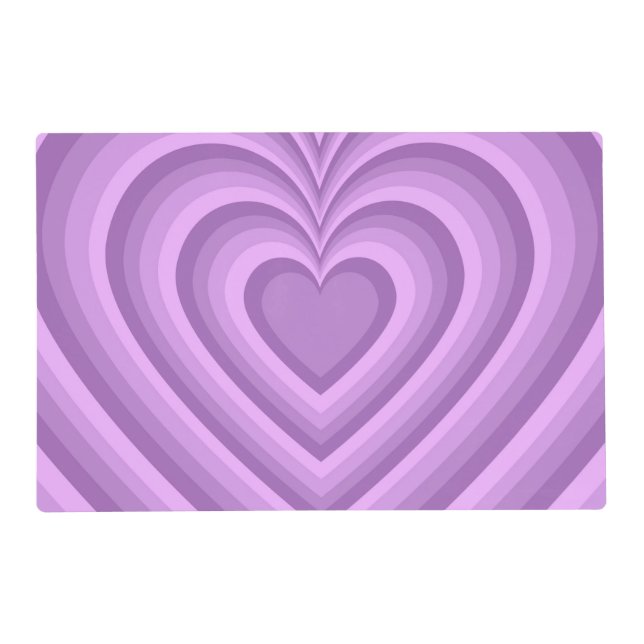 Purple Hypnotic Heart Love Pattern Placemat (Front)