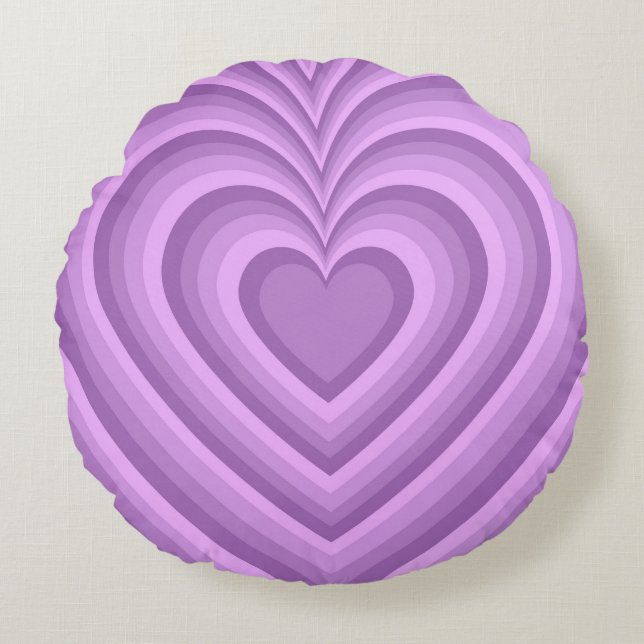 Purple Hypnotic Heart Love Pattern Round Pillow (Front)