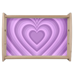 Purple Hypnotic Heart Love Pattern Serving Tray