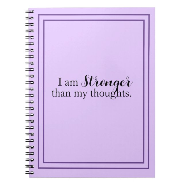 Purple I am Stronger than my Thoughts  Notebook (Front)