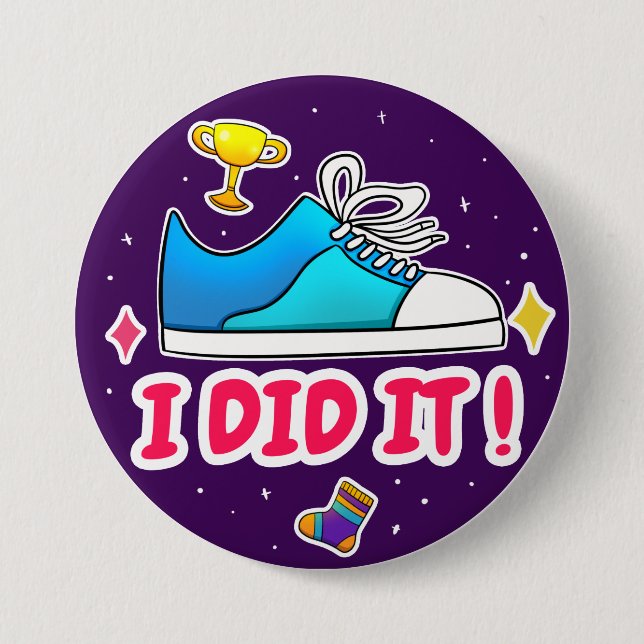 Purple I Did It 3" Badge Button (Front)