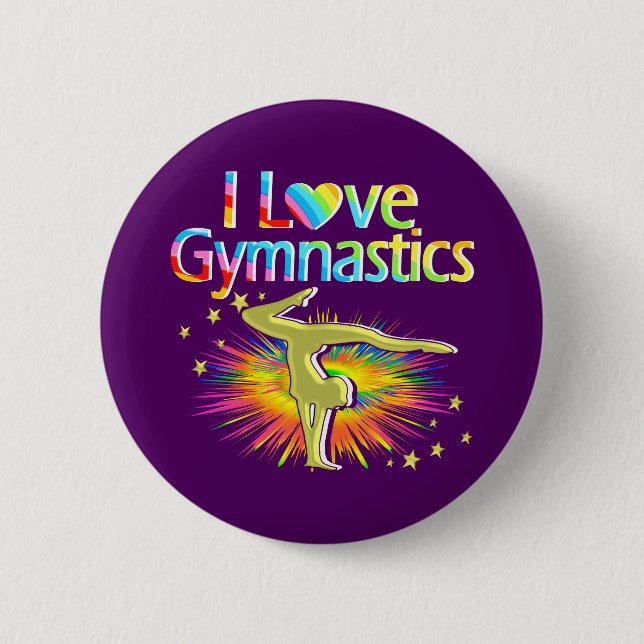 PURPLE I LOVE GYMNASTIC BUTTON (Front)