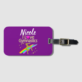 PURPLE I LOVE GYMNASTICS DESIGN LUGGAGE TAG