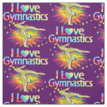 PURPLE I LOVE GYMNASTICS FABRIC