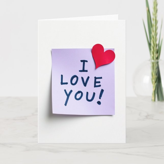 Purple I Love You Heart Card (Front)