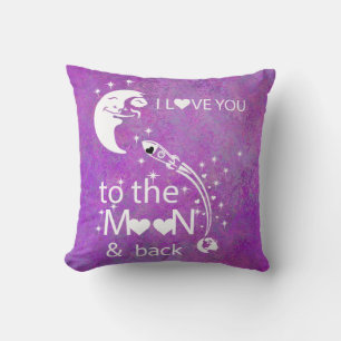 Purple - I love you to the moon & back Throw Pillow
