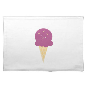 Purple Ice Cream Cone Summer Sprinkles Cloth Placemat