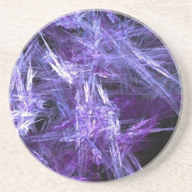 Purple Ice Crystals Sandstone Coaster (Front)