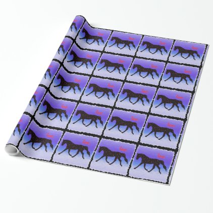 Purple Ice Horse, Hearts and Love Wrapping Paper