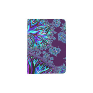 Purple Ice Peacock Sharp Fractal Art Passport Holder