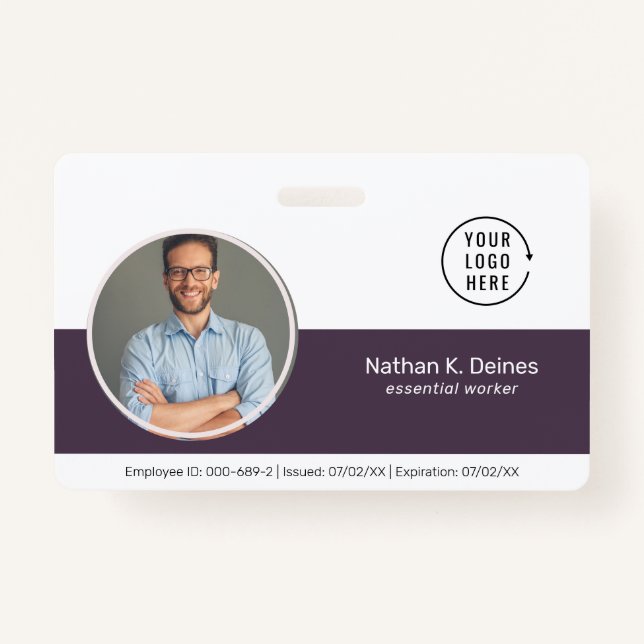 Purple ID | Employee Photo ID Company Security Badge (Front)