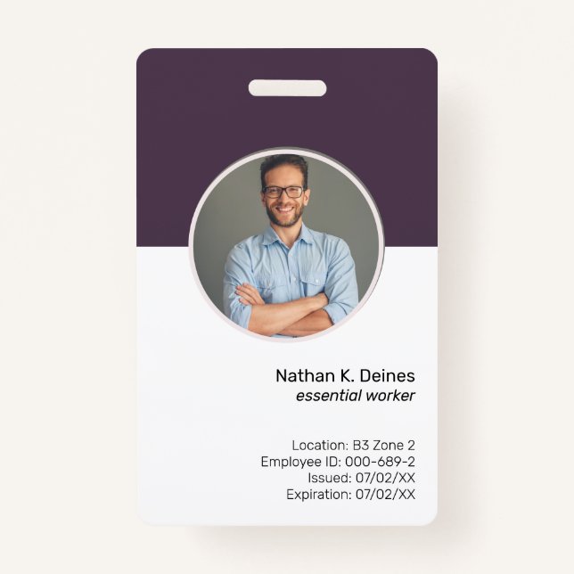 Purple ID | Employee Photo ID Company Security Badge (Front)