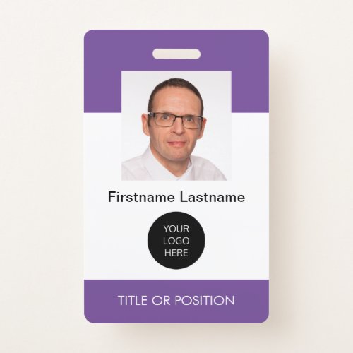 Purple ID Photo Name Badge