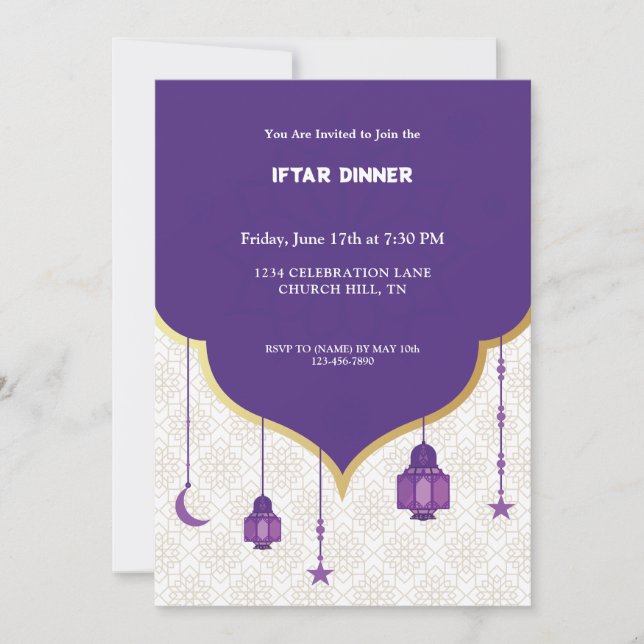 Purple iftar invitation (Front)