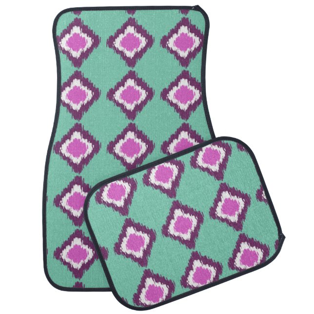 Purple Ikat Diamonds Pattern Custom Car Floor Mats (Set)