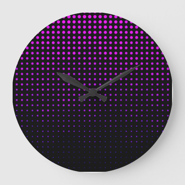 Purple Illuminated led Halftone Glowing grid patte Large Clock (Front)