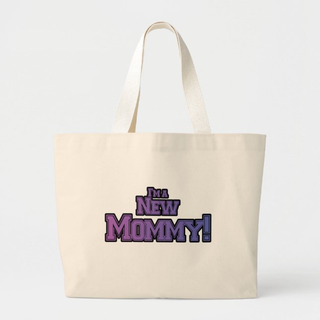 Purple I'm A New  Mommy Tshirts and Gifts Large Tote Bag (Front)
