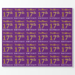 [ Thumbnail: Purple, Imitation Gold Look "17th Birthday" Wrapping Paper ]