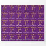 [ Thumbnail: Purple, Imitation Gold Look "1st Birthday" Wrapping Paper ]