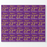 [ Thumbnail: Purple, Imitation Gold Look "22nd Birthday" Wrapping Paper ]