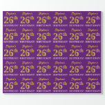 [ Thumbnail: Purple, Imitation Gold Look "26th Birthday" Wrapping Paper ]