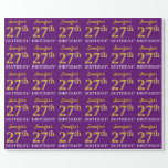 [ Thumbnail: Purple, Imitation Gold Look "27th Birthday" Wrapping Paper ]