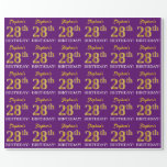 [ Thumbnail: Purple, Imitation Gold Look "28th Birthday" Wrapping Paper ]