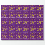 [ Thumbnail: Purple, Imitation Gold Look "29th Birthday" Wrapping Paper ]