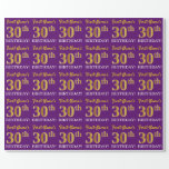 [ Thumbnail: Purple, Imitation Gold Look "30th Birthday" Wrapping Paper ]