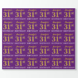 [ Thumbnail: Purple, Imitation Gold Look "31st Birthday" Wrapping Paper ]