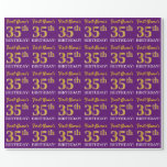 [ Thumbnail: Purple, Imitation Gold Look "35th Birthday" Wrapping Paper ]