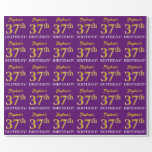 [ Thumbnail: Purple, Imitation Gold Look "37th Birthday" Wrapping Paper ]