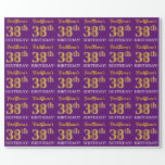 [ Thumbnail: Purple, Imitation Gold Look "38th Birthday" Wrapping Paper ]