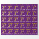 [ Thumbnail: Purple, Imitation Gold Look "3rd Birthday" Wrapping Paper ]