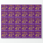 [ Thumbnail: Purple, Imitation Gold Look "45th Birthday" Wrapping Paper ]