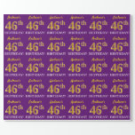 [ Thumbnail: Purple, Imitation Gold Look "46th Birthday" Wrapping Paper ]