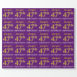 [ Thumbnail: Purple, Imitation Gold Look "47th Birthday" Wrapping Paper ]